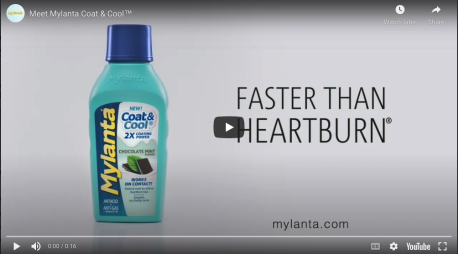 Mylanta Coat & Cool, Faster than Heartburn®.