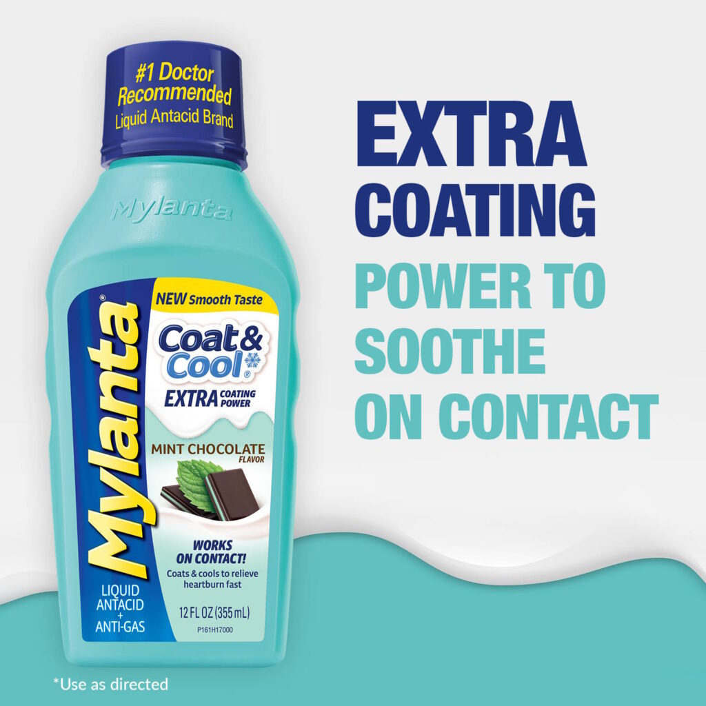 Mylanta Coat & Cool: Extra coating power to sooth on contact. Use as directed.